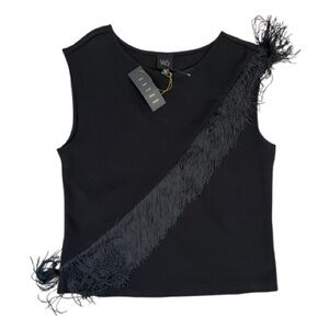 W5 | Black Sleeveless Fringe Top